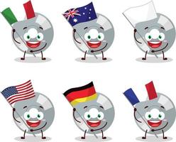 Compact disk cartoon character bring the flags of various countries vector