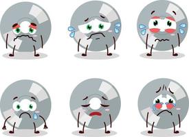 Compact disk cartoon character with sad expression vector