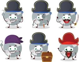 dibujos animados personaje de compacto disco con varios piratas emoticones vector