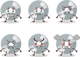 Compact disk cartoon character with various angry expressions vector