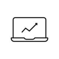 Editable Of Business Line chart on laptop Icon, Line Art Icon Using For Presentation, Website And Application vector