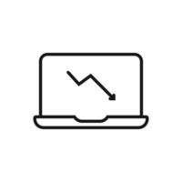 Editable Of Business Line chart on laptop Icon, Line Art Icon Using For Presentation, Website And Application vector