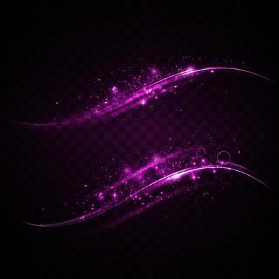 Abstract light lines of movement and speed in purple. Light everyday glowing effect. semicircular wave, light trail curve swirl