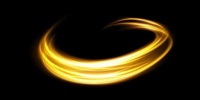 Abstract light lines of motion and speed in golden color. Light everyday glowing effect. semicircular wave, light trail curve swirl vector