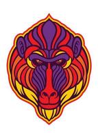 mandrill monkey vector in vibrant  color