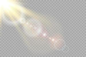 dorado estrella, en un negro fondo, el efecto de resplandor y rayos de luz, brillante luces, Dom. vector. vector