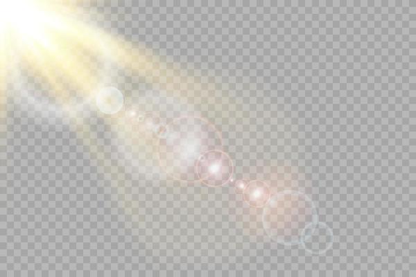 Golden star, on a black background, the effect of glow and rays of light, glowing lights, sun. vector.
