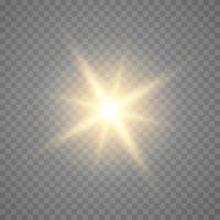 Golden star, on a black background, the effect of glow and rays of light, glowing lights, sun.vector. vector