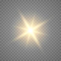 Golden star, on a black background, the effect of glow and rays of light, glowing lights, sun.vector. vector