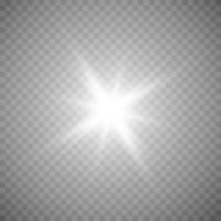 White star, on a black background, the effect of glow and rays of light, glowing lights, sun. vector. vector