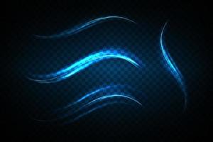 Abstract light lines of movement and speed in blue. Light everyday glowing effect. semicircular wave, light trail curve swirl vector