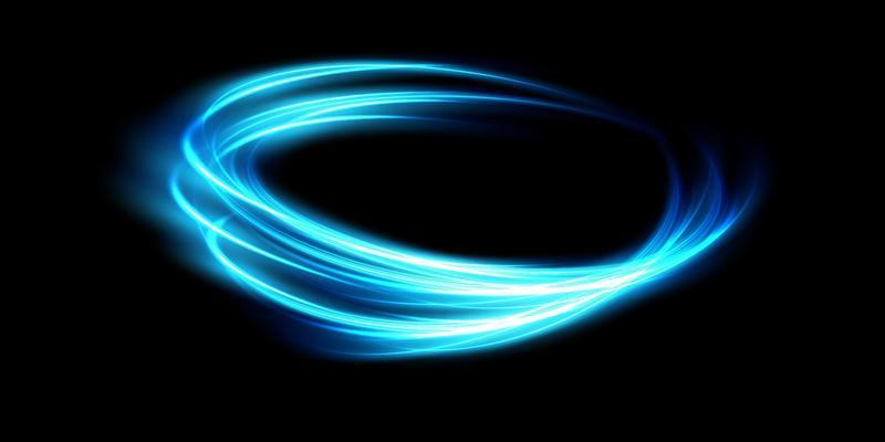 Abstract light lines of movement and speed in blue. Light everyday glowing effect. semicircular wave, light trail curve swirl