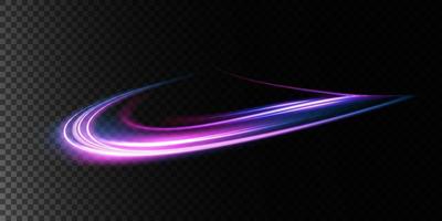 Mystical speed purple and blue stripes, glitter effect. The glow of cosmic rays. Neon lines of speed and fast wind. Glow effect, powerful energy. vector