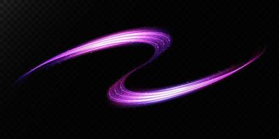 Mystical speed purple and blue stripes, glitter effect. The glow of cosmic rays. Neon lines of speed and fast wind. Glow effect, powerful energy. vector