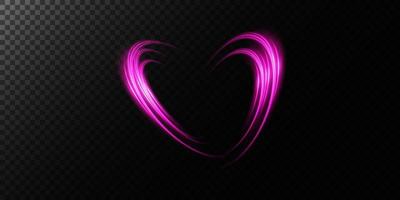 Abstract pink light lines of movement and speed in the shape of heart. Glow light effect. vector