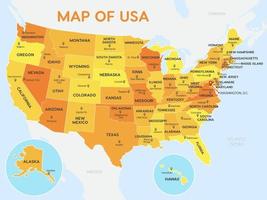 detallado vector mapa de unido estado de America con estados y ciudades nombre con internacional fronteras