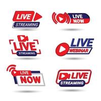 3D Set Collection of Live Streaming Webinar Badges and Icons vector