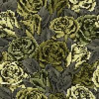 camuflaje verde modelo con lozano floreciente rosas. píxel retro efecto. denso composición con superposición elementos. Ejército o caza enmascaramiento ornamento para hembra vestir, tela, textil, deporte bienes. vector