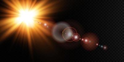 Golden star, on a black background, the effect of glow and rays of light, glowing lights, sun. vector. vector