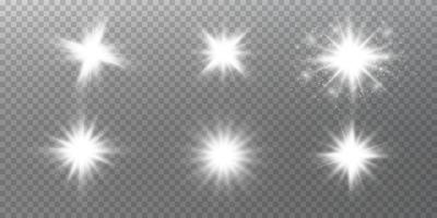 White star, on a black background, the effect of glow and rays of light, glowing lights, sun. vector. vector