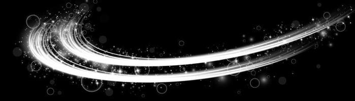 Abstract light lines of movement and speed with white color glitters. Light everyday glowing effect. semicircular wave, light trail curve swirl vector