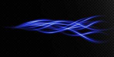 Abstract light lines of movement and speed in blue. Light everyday glowing effect. semicircular wave, light trail curve swirl vector