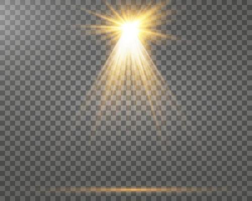 Vector golden Spotlights. Scene. Light Effects. Glow light effect.