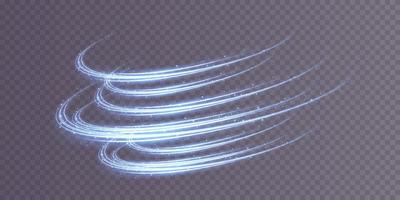 Magic Blue sparks on a dark background. Mystical speed stripes, glitter effect. Shine of cosmic rays. Neon lines of speed and fast wind. Glow effect, powerful energy. vector