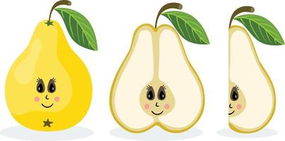 Set of three mascot funny pears vector