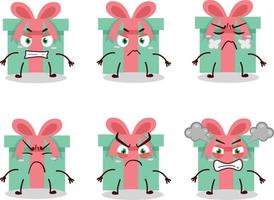 Gift cartoon character with various angry expressions vector