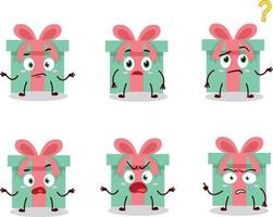 Cartoon character of gift with what expression vector
