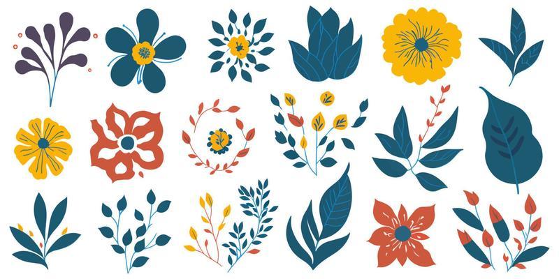 Abstract Leaf Elements. Modern Graphics for Wrapping Paper and Packaging Design
