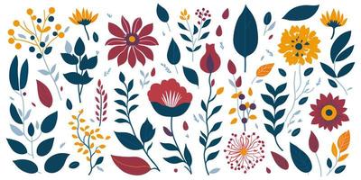 Flat Flower Illustrations. Vibrant Art for Spring vector