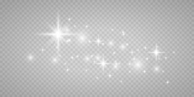 White Bokeh light lights effect background. Christmas background of shining dust Christmas glowing light bokeh confetti and spark overlay texture for your design. vector