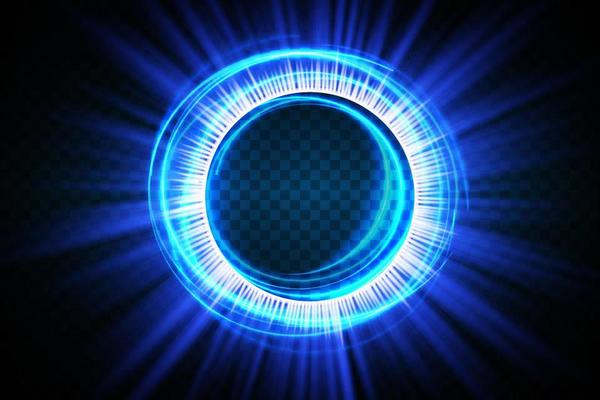Glow light effect with white and blue sparks shining with special light. White glowing light. Starlight from rays. The sun is illuminated. Bright beautiful star. Sun light.