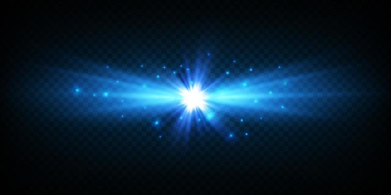 Glow light effect with white and blue sparks shining with special light. White glowing light. Starlight from rays. The sun is illuminated. Bright beautiful star. Sun light. EPS10.