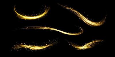 Abstract beautiful light background. Magic sparks on a dark background. Mystical speed stripes, glitter effect. Shine of cosmic rays. Neon lines of speed and fast wind. Glow effect, powerful energy. vector