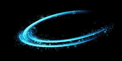 Abstract light lines of movement and speed in blue. Light everyday glowing effect. semicircular wave, light trail curve swirl vector