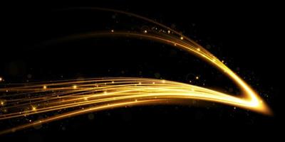 Abstract beautiful light background. Magic sparks on a dark background. Mystical speed stripes, glitter effect. Shine of cosmic rays. Neon lines of speed and fast wind. Glow effect, powerful energy. vector