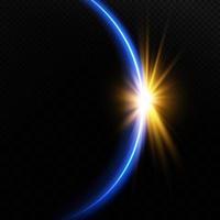 The edge of a golden solar eclipse on a black background. Golden eclipse for product advertising, natural phenomena, horror concept and others. vector