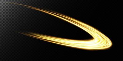 Magic sparks on a dark background. Mystical Golden speed stripes, glitter effect. Shine of cosmic rays. Neon lines of speed and fast wind. Glow effect, powerful energy. vector