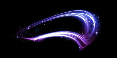 Mystical speed purple and blue stripes, glitter effect. The glow of cosmic rays. Neon lines of speed and fast wind. Glow effect, powerful energy. vector