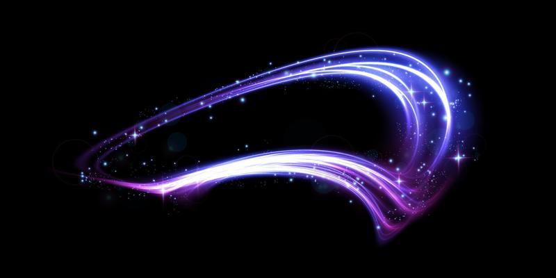 Mystical speed purple and blue stripes, glitter effect. The glow of cosmic rays. Neon lines of speed and fast wind. Glow effect, powerful energy.