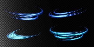 Magic Blue sparks on a dark background. Mystical speed stripes, glitter effect. Shine of cosmic rays. Neon lines of speed and fast wind. Glow effect, powerful energy. vector