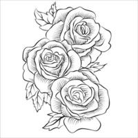 Free Vector line art and hand drawing flower art black and white flat design simple flower