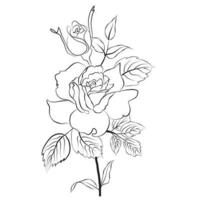 Free Vector line art and hand drawing flower art black and white flat design simple flower