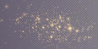 Yellow sparks and golden stars shine with special light.  vector