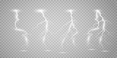 Lightning magical and bright light effect. Thunderstorm with lightning vector