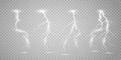 Lightning magical and bright light effect. Thunderstorm with lightning vector