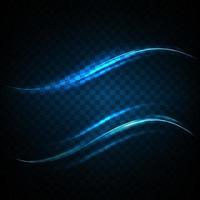 Abstract light lines of movement and speed in blue. Light everyday glowing effect. semicircular wave, light trail curve swirl vector